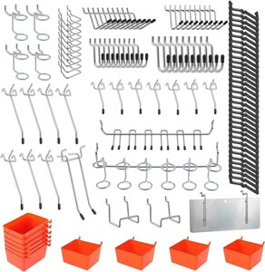 Набір 144 гачки для перфорованої дошки з ящиками для гаража кухні