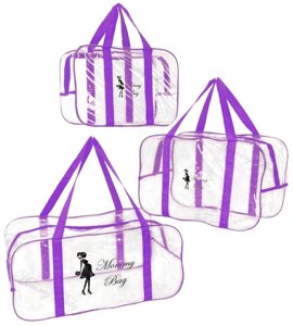 Набір 3 прозорі сумки в пологовий будинок сумка L, М, S. Польща Mommy Bag ТМ