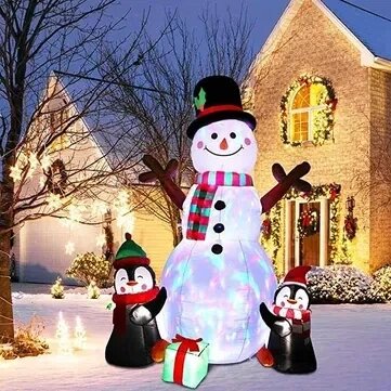 Надувний сніговик з світлодіодними ліхтарями, що обертаються. від компанії Artiv - Інтернет-магазин - фото 1