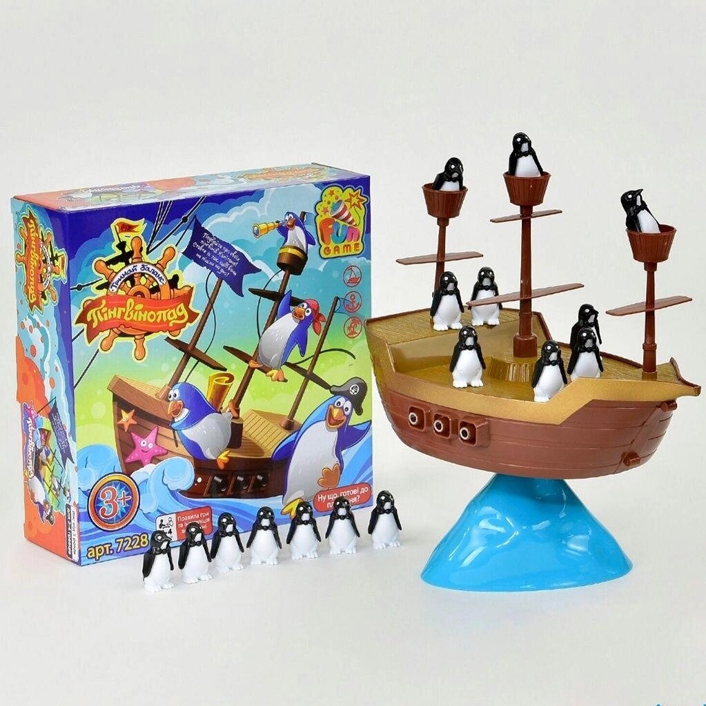 Настільна гра баланс Пінопад Fun Game 7228, пінгвін, пінгвіни від компанії Artiv - Інтернет-магазин - фото 1