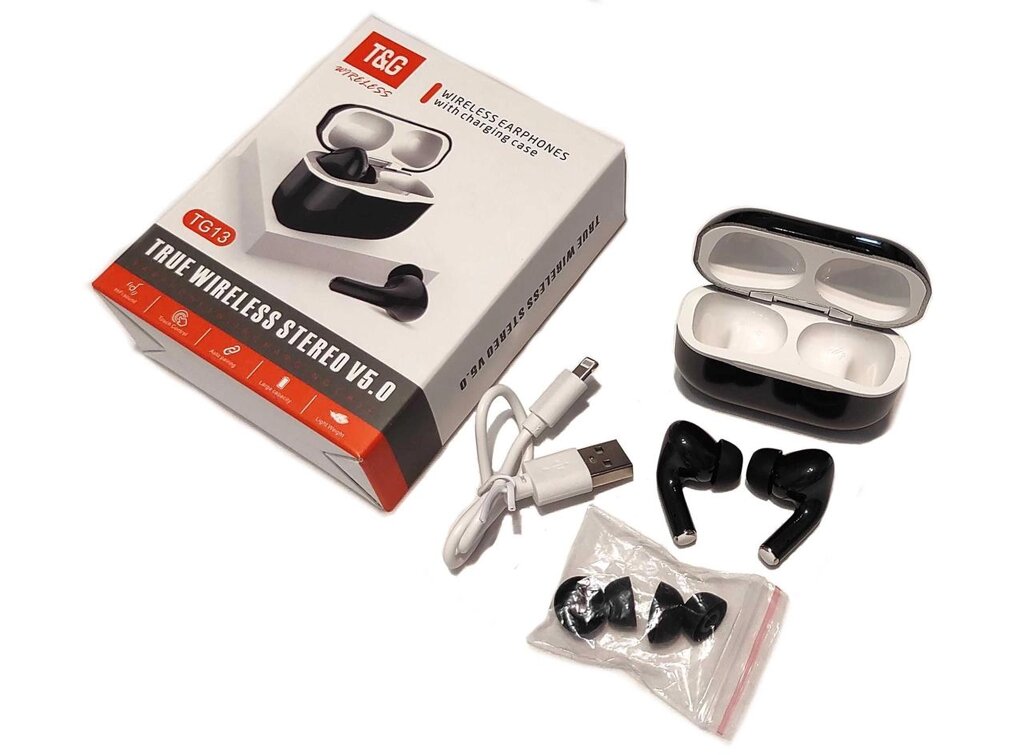 Навушники бездротові TWS TG13 (чорні) V5.0 сенсорні Навушники Нові від компанії Artiv - Інтернет-магазин - фото 1