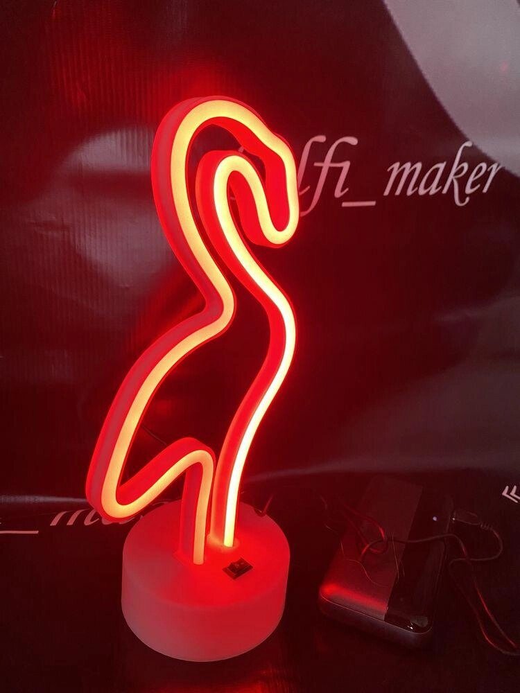 Неоновий світильник фламінго червоний від компанії Artiv - Інтернет-магазин - фото 1