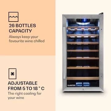 Німецький винний холодильник / Міні-бар Klarstein Vinamour 26 Uno від компанії Artiv - Інтернет-магазин - фото 1