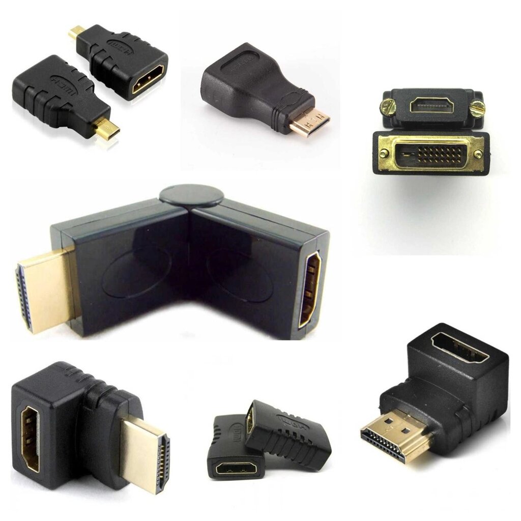 Перехідник HDMI мама-мама муфта, куточок, micro mini HDMI на DVI-D від компанії Artiv - Інтернет-магазин - фото 1