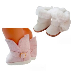 Взуття/ чоботи для ляльки Бебі Борн/Baby Born зимові рожеві білі