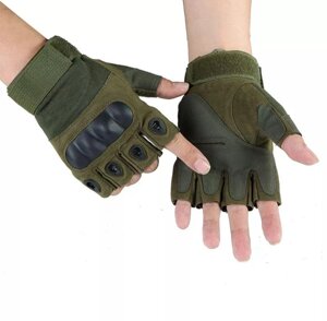 Рукавички тактичні безпальцеві / тактичні рукавиці зелені