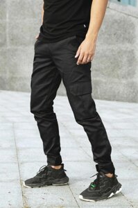 Штани карго чоловічі чорні тактичні, штани котонові з кишенями