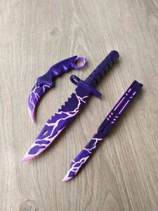 Набір 3 дерев'яних ножів керамбіт м9 байонет ніж метелик Юніверс ксго