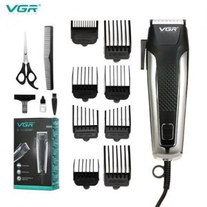 Професійна машинка для стрижки волосся 8 насадок VGR V-120 Pro Чер