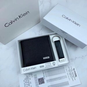 Чоловічий шкіряний гаманець Calvin Klein, чоловічий гаманець з брелком