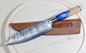 Заказний кований ніж шеф-кухаря ручної роботи з дамаської сталі