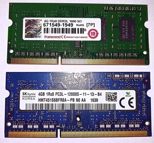 Пам'ять для ноутбука 4GB DDR3L SO-DIMM PC3L-12800 1600, DDR3 Intel AMD