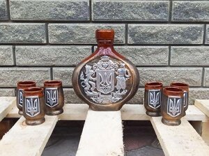 Подарунковий набір емблеми TRIZB України, сувенір, декор, декантер, пляшка