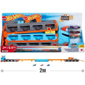 Автовоз трек Hot Wheels. Вантажівка-транспортер Хот Вілс, запускач