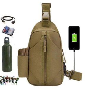 Тактична сумка-рюкзак, бананка на одній лямці USB
