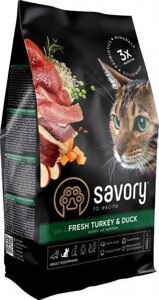 Сухий корм для дорослих примхливих кішок Savory 8 кг (індичка та качка)