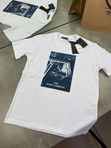 Чоловіча футболка з принтом Dolce Gabbana біла футболка DG Kim f618