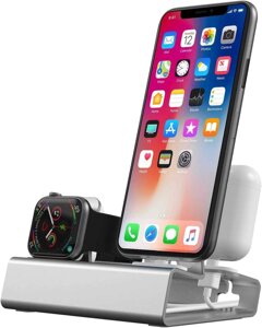 Зарядна підставка Apple Watch станція 3 в 1 алюмінієвий тримач