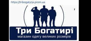 Три богатиря. Одяг чоловічий великих розмірів.