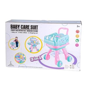 Ігровий набір 3в1 візок для малюка зі звуком та світлом Baby care suit