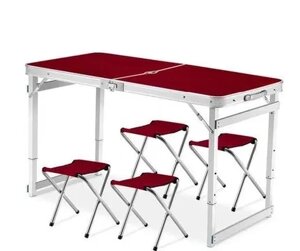 Посилений стіл для пікніка складаний з 4 стільцями