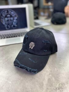 Чорна кепка Chrome Hearts кепка з металевим логотипом gu578