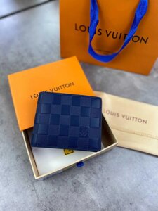 Шкіряний синій гаманець Louis Vuitton гаманець Луї Віттон k124