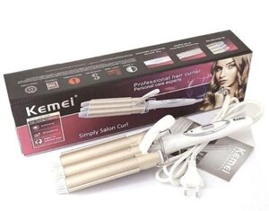 Плойка для волосся Kemei KM-1010, 22мм. Щипці для волосся хвиля