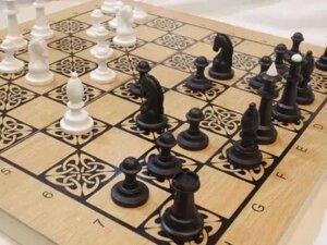 Шахмати -шашки-нарди 3 в 1 деревяні 50*50см