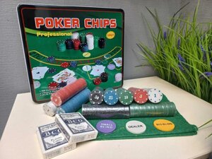 Набір для покеру в металевій коробці 200 300 500 фішок з номіналом