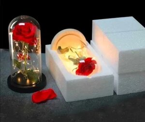 Вічна троянда в колбі з світлодіодним освітленням 20 см оригінальний подарунок