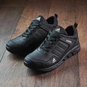 Чоловічі шкіряні кросівки чорні Adidas