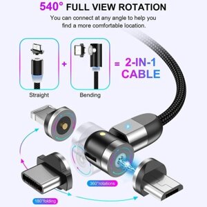 Оригінальний Магнітний кабель для заряджання Uslion 3 в 1, 360° + 180°