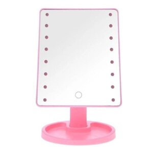 Дзеркало для макіяжу з підсвічуванням 16 LED діодів Біле/Рожеве