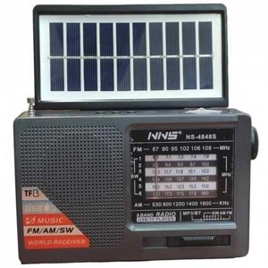Радіоприймач із сонячною панеллю FM USB MicroSD і ліхтариком NS-4848S