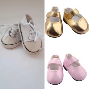 Взуття для ляльок Туфлі/кеди Бебі Борн рожеві золотисті білі