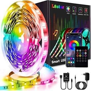 Нова Кольорова Музична L8star RGB LED стрічка 5м Wi-fi керування.