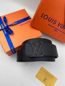 Чоловічий ремінь Louis Vuitton пояс Луї Віттон чорний ремінь r141