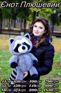 Невеликий єнотик. М`який плюшевий єнот 45см. Безкоштовна доставка!