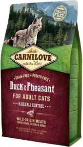 Сухий корм Carnilove Duck &amp, Pheasant Hairball Control для котів 6 кг