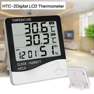 Термометр, гігрометр, годинник, метеостанція HTC-2 + виносний датчик