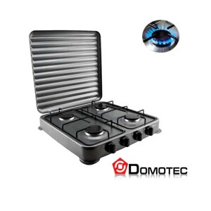 Плита газова портативна на 4 конфорки Domotec MS-6664 з кришкою