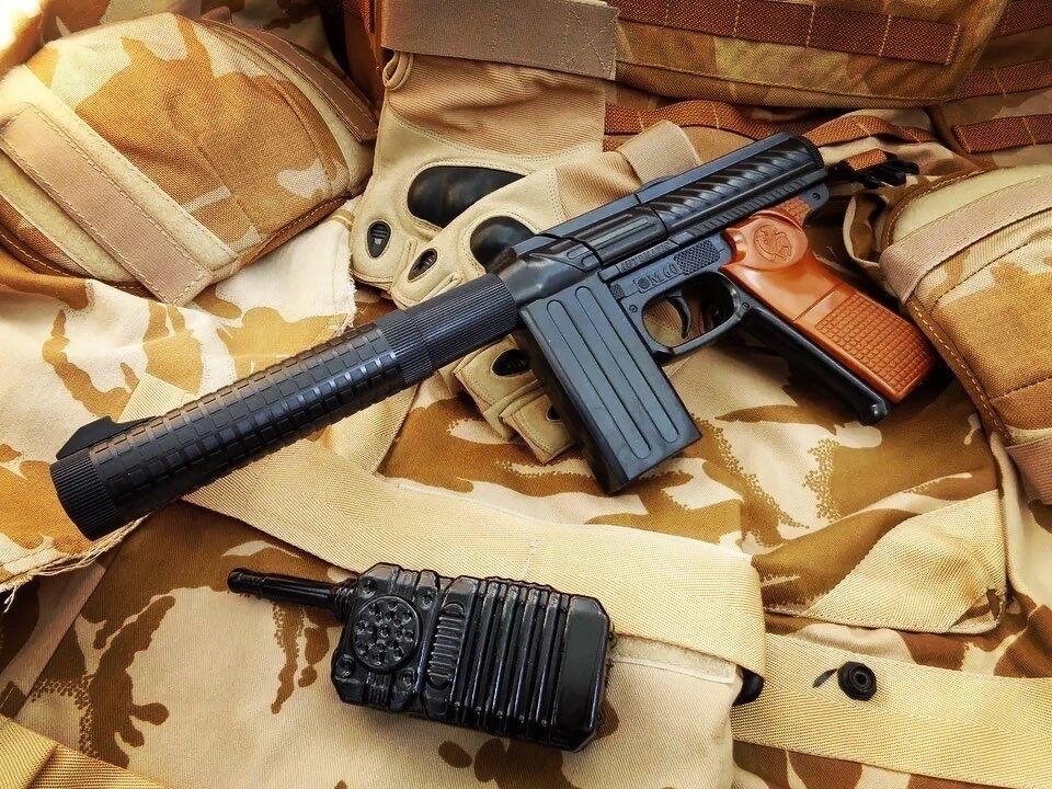 Пістолет на пістонах M60 з рацією + 5 упістонів по 72 постріли від компанії Artiv - Інтернет-магазин - фото 1