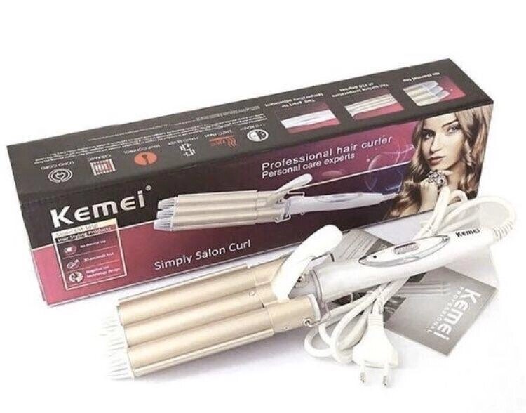 Плойка для волосся Kemei KM-1010, 22мм. Щипці для волосся хвиля від компанії Artiv - Інтернет-магазин - фото 1
