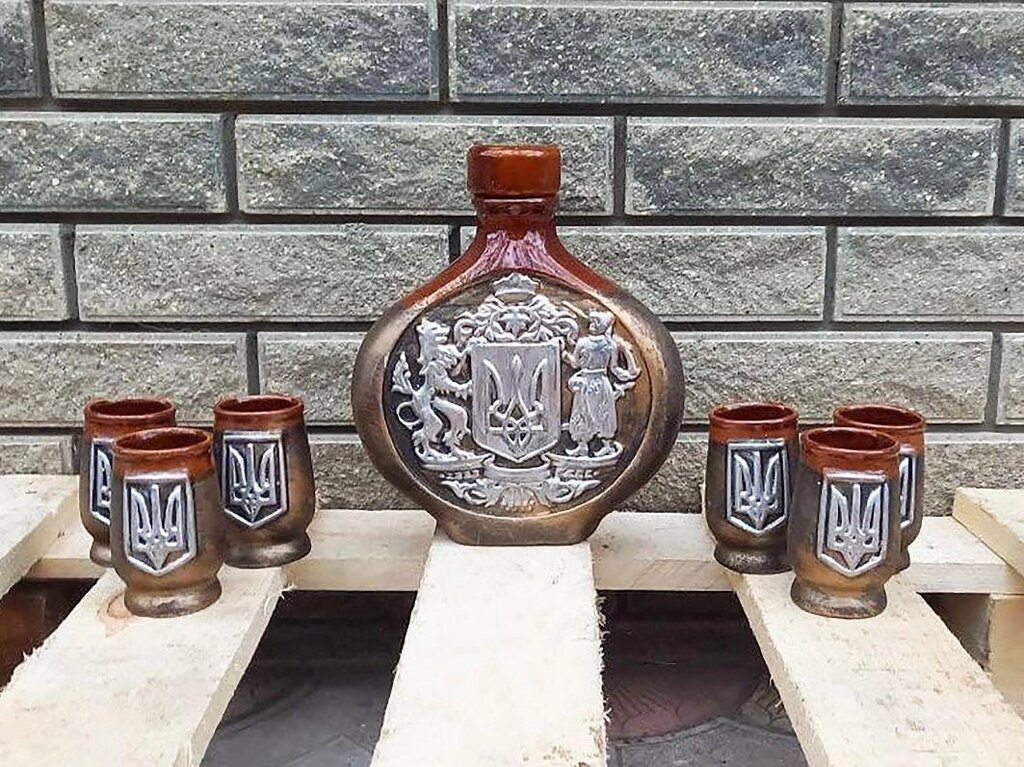 Подарунковий набір Тризуб Герб України, сувенір, декор, графин, пляшка від компанії Artiv - Інтернет-магазин - фото 1