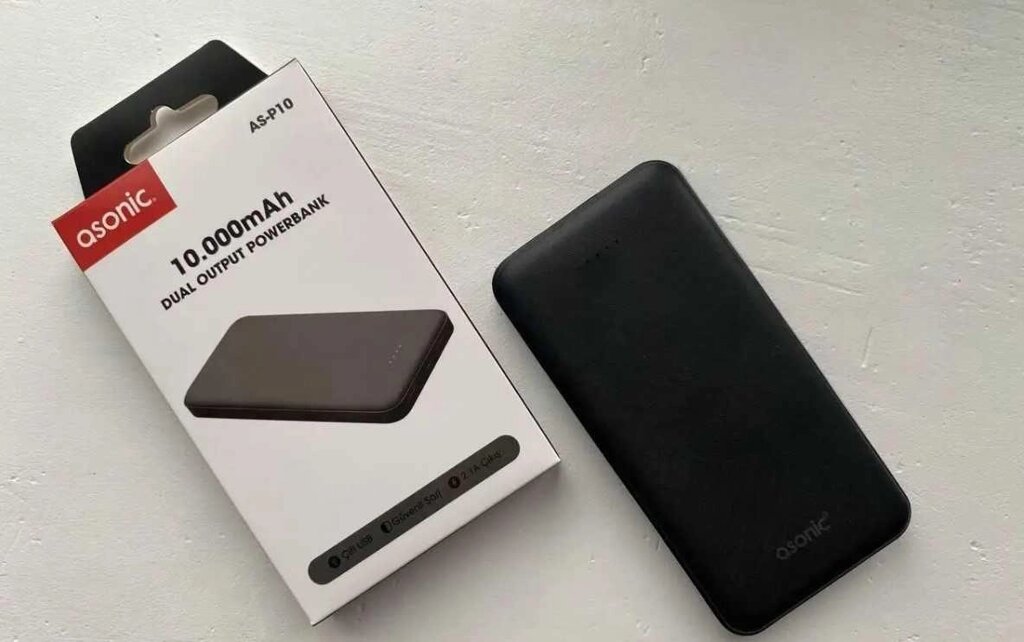 Power Bank 10000 mAh ASONIC AS-P10 Повербанк 2*USB Чорний від компанії Artiv - Інтернет-магазин - фото 1