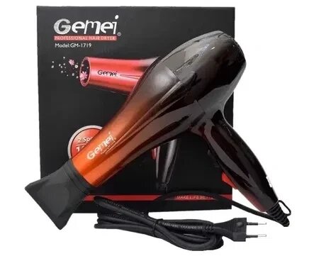 Професійний фен для волосся Gemei GM1719 2 швидкості 3 режими нагрівання від компанії Artiv - Інтернет-магазин - фото 1