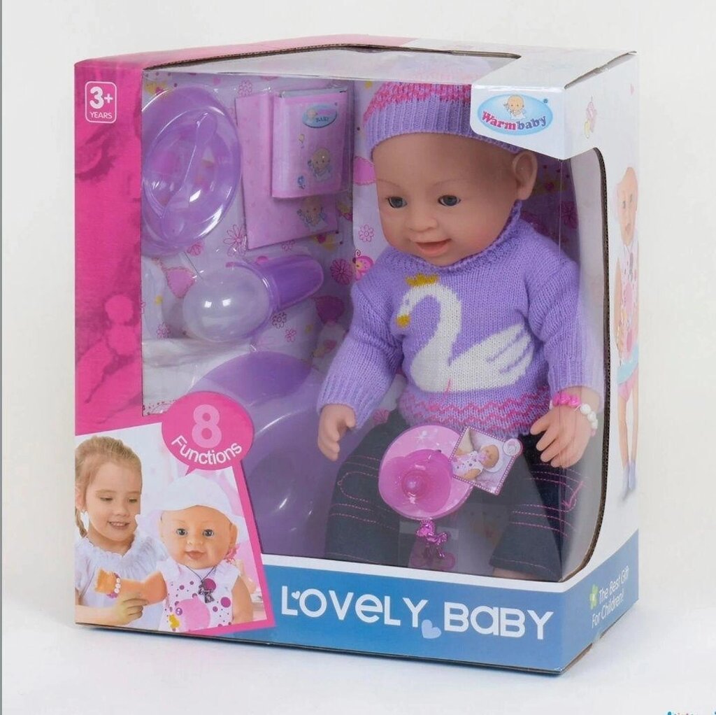 Пупс функціональний Lovely baby, 8 функцій, з аксесуарами від компанії Artiv - Інтернет-магазин - фото 1