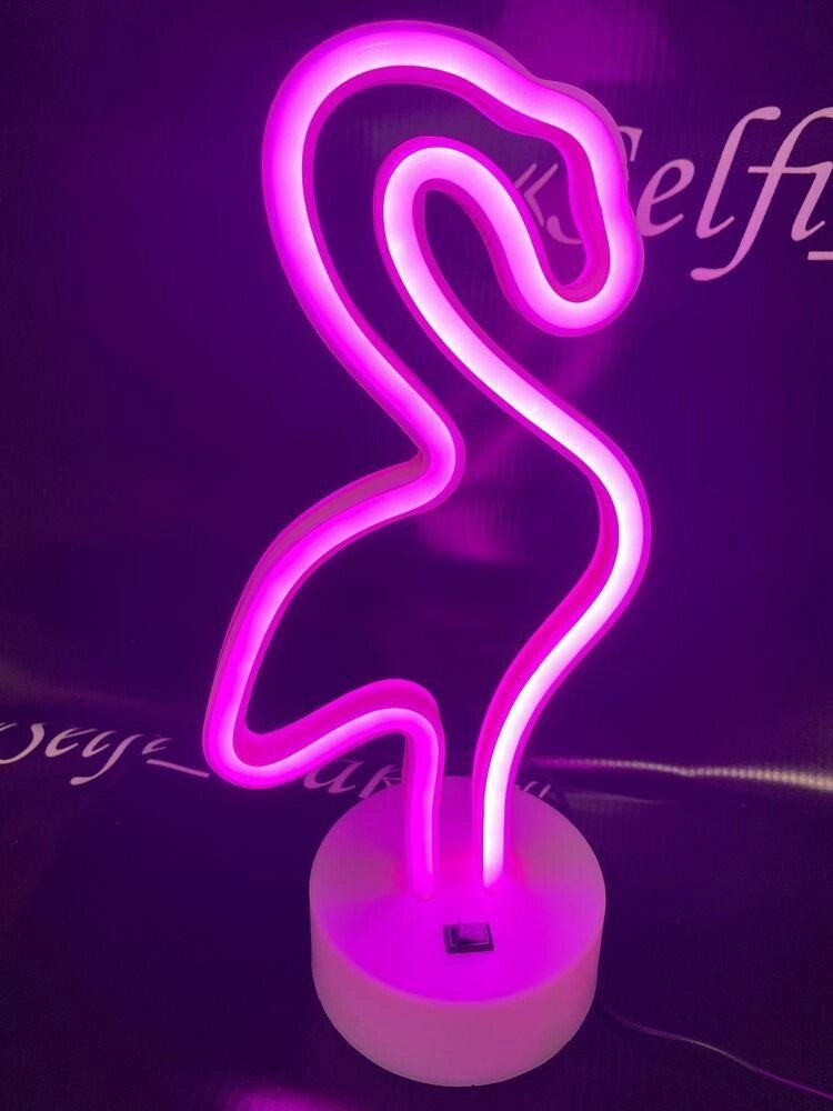 Рожевий фламінго неоновий світильник від компанії Artiv - Інтернет-магазин - фото 1