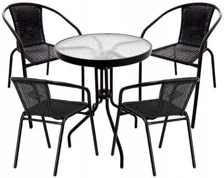 Садові меблі зі штучного техно-табличного столу та чотирьох стільців від компанії Artiv - Інтернет-магазин - фото 1